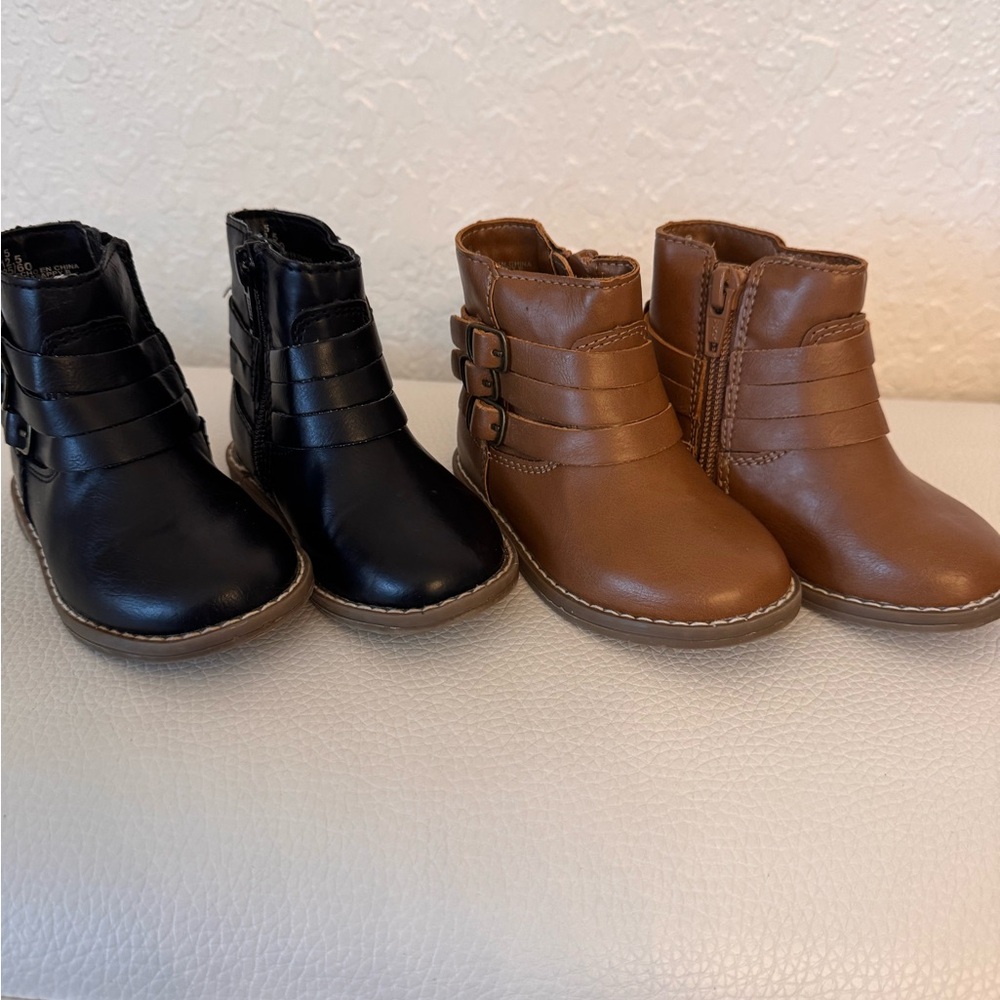 Kids Black and Brown Ankle Boots